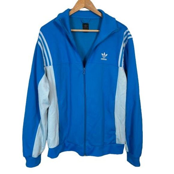 VTG Y2K Adidas Trefoil Track Jacket Mens L Blue 3 Stripe Full Zip 2005 - Picture 1 of 9